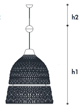 Crowns Incanto Italamp Suspension Lamp - Dimensions